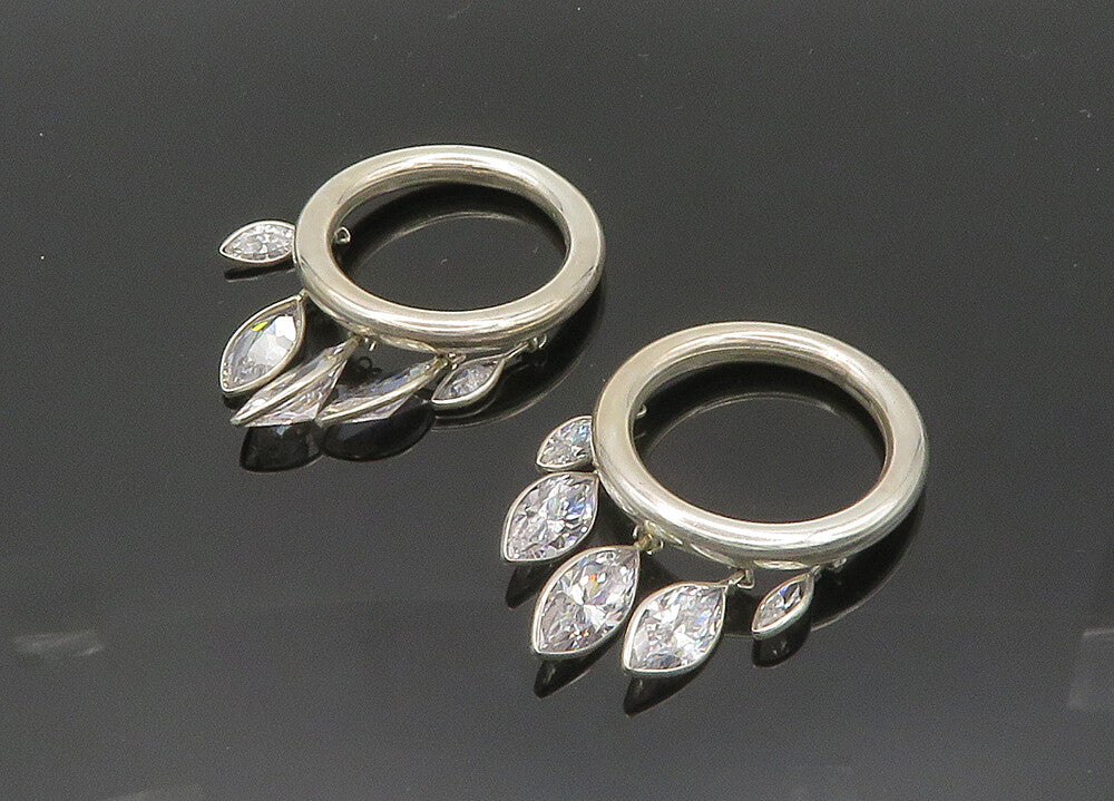 925 Silver  Vintage Marquise Cubic Zirconia Round Dangle Earrings  EG10018