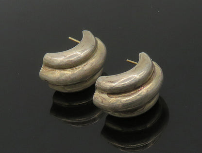BARRA 925 Silver & 14K GOLD  Vintage Fluted Hollow Dangle Earrings  EG11464