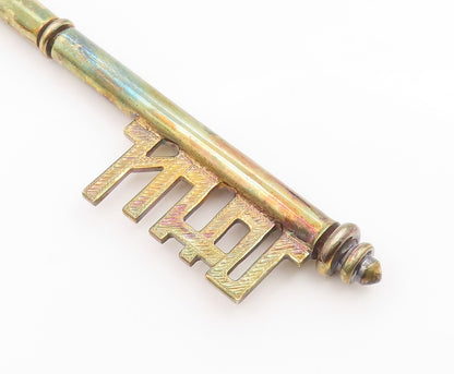 925 Sterling Silver Vintage Pendant Gold Plated Antique Large Key Locket PT26072
