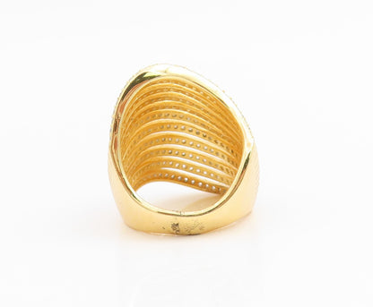 925 Sterling Silver Vintage Ring Gold Plated Multi Row CZ Band  Sz 7.5  RG34759