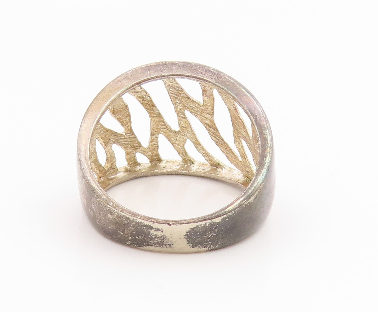 925 Sterling Silver Vintage Ring Minimalist Abstract Cutout Band  Sz 7  RG35709