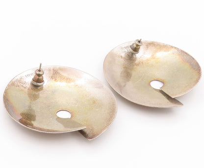 925 Sterling Silver Vintage Earrings Designer Open Donut Disk  EG13558