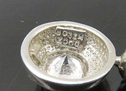 925 Sterling Silver  Vintage Sparkling Cubic Zirconia Round Pendant  PT17916