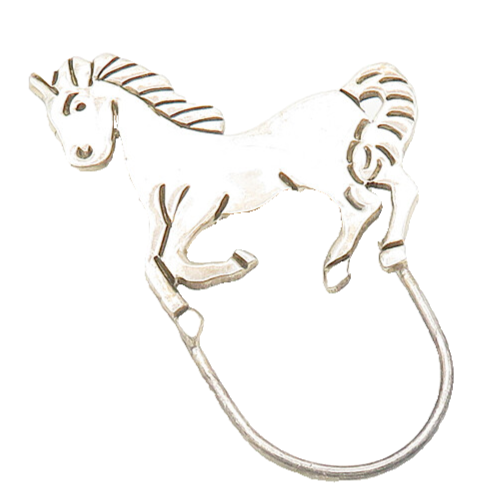 MEXICO 925 Sterling Silver  Vintage Shiny Horse Motif Brooch Pin  BP7755