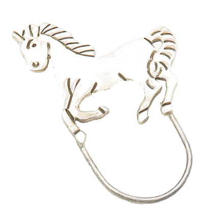 MEXICO 925 Sterling Silver  Vintage Shiny Horse Motif Brooch Pin  BP7755