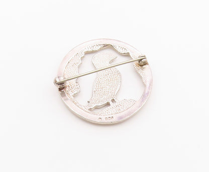 ENGLAND 925 Silver  Vintage Shiny Perched Toucan Bird Brooch Pin  BP8246