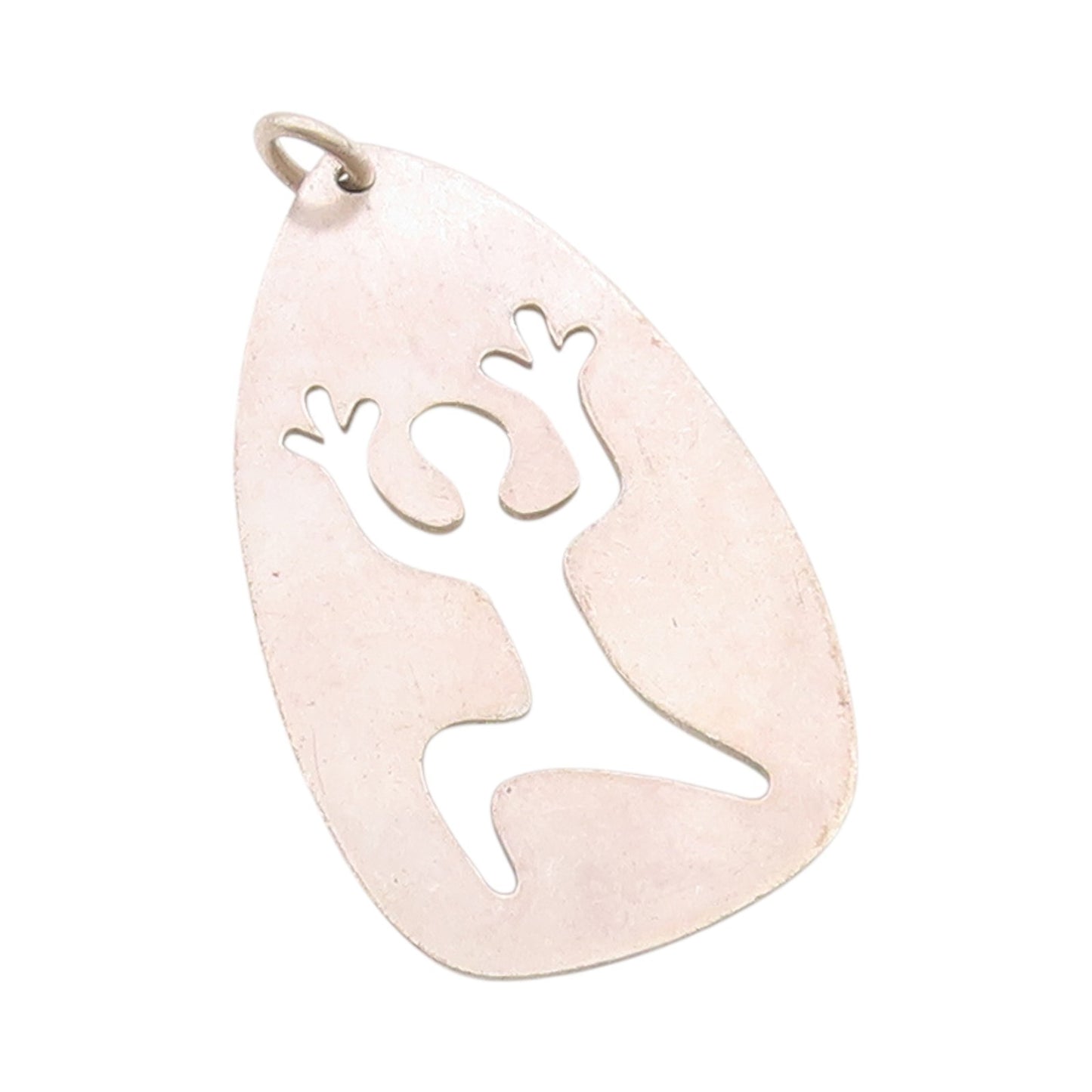 925 Sterling Silver Vintage Pendant Minimalistic Running Human Cutout PT24685