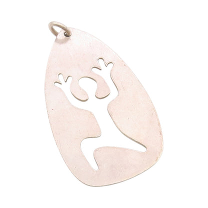 925 Sterling Silver Vintage Pendant Minimalistic Running Human Cutout PT24685