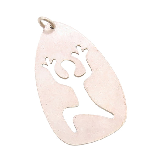 925 Sterling Silver Vintage Pendant Minimalistic Running Human Cutout PT24685