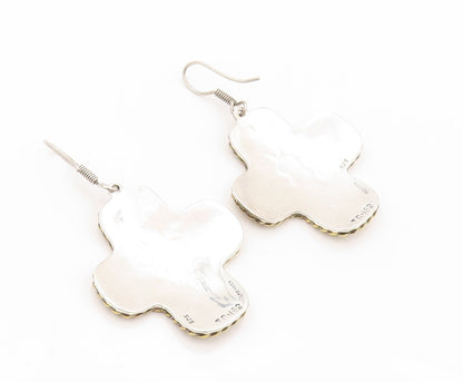 925 Sterling Silver Vintage Earrings MEXICO Etched Roped Bordered Plus  EG13367