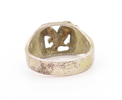 925 Sterling Silver Vintage Ring Antique American Eagle Cutout  Sz 13.5  RG33012
