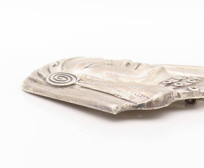 925 Sterling Silver Vintage Brooch Pin TRUART Carved Egyptian Face  BP11161
