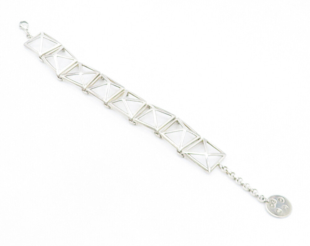 William Comyns 925 Silver  Vintage Modernist Geometric Chain Bracelet  BT3429