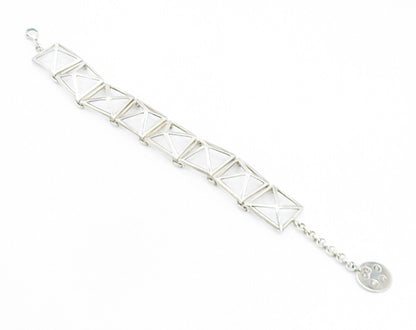 William Comyns 925 Silver  Vintage Modernist Geometric Chain Bracelet  BT3429