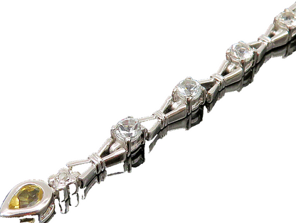 925 Sterling Silver  Faceted Citrine & Topaz Tennis Bracelet  BT1162