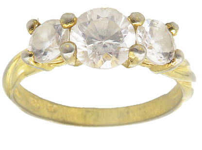 NF 925 Sterling Silver  Vintage Topaz 3 Stone Twist Band Ring Sz 8  RG11232