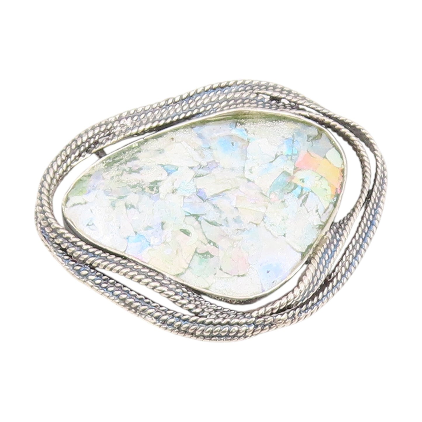 925 Sterling Silver Vintage Pendant OR PAZ ISRAEL Modernist Roman Glass  PT25205