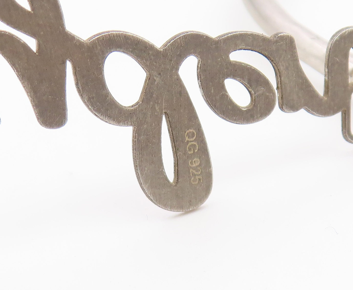 925 Sterling Silver  Shiny Smooth Ayden Name Hook Bangle Bracelet  BT6549