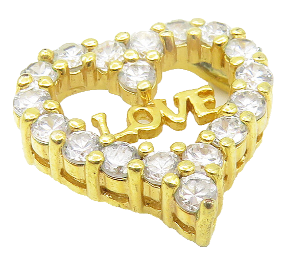925 Sterling Silver  Petite Topaz Gold Plated Shiny Love Heart Pendant  PT9297