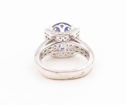925 Sterling Silver Vintage Ring VANNA K Tanzanite & CZ Band  Sz 6  RG35531