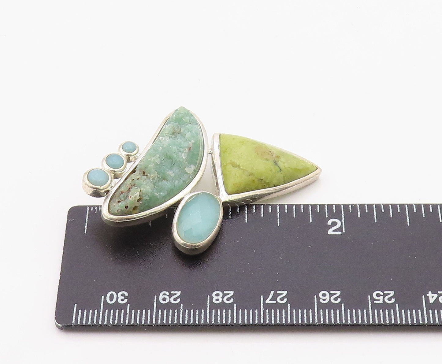 925 Sterling Silver Vintage Pendant WHITNEY KELLY Multi Gemstone Charm  PT26351