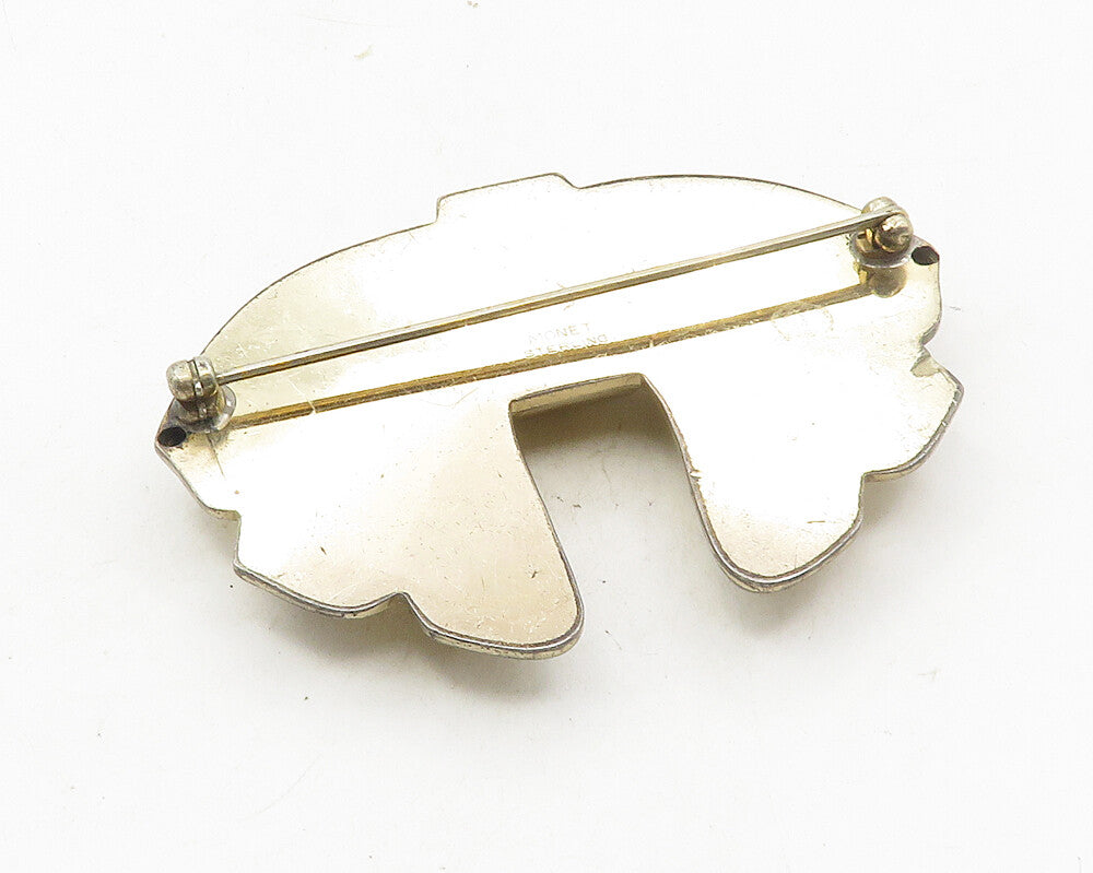 MONET 925 Sterling Silver  Vintage Shiny Ribbon Bow Motif Brooch Pin  BP4040