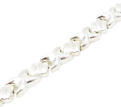925 Sterling Silver  Shiny XO Hugs & Kisses Hinge Chain Bracelet  BT6562