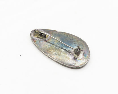 ISRAEL 925 Sterling Silver  Vintage Mother Of Pearl Mosaic Brooch Pin  BP7057