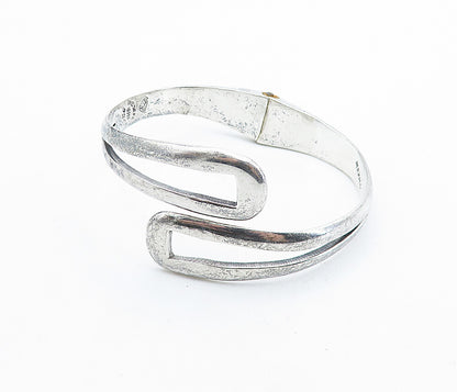 MEXICO 925 Sterling Silver  Vintage Shiny Open Bypass Cuff Bracelet  BT2041