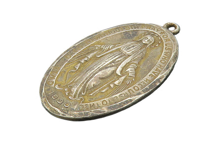 925 Sterling Silver  Vintage Antique Virgin Mary Religious Pendant  PT7982