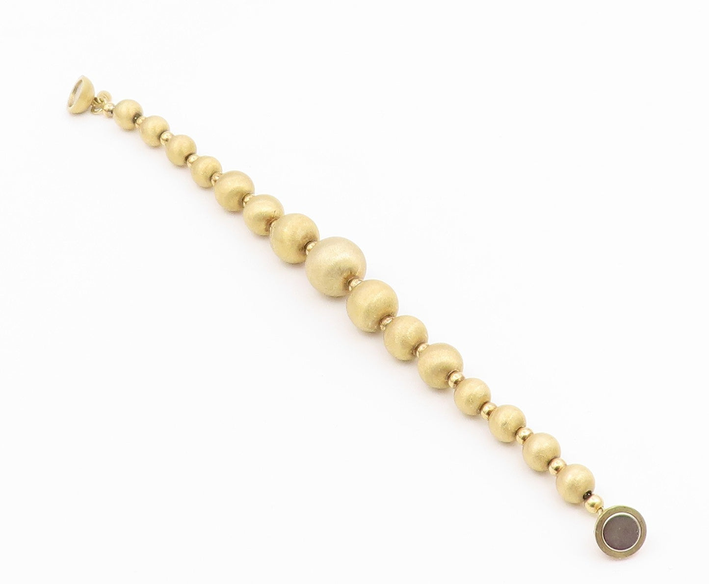 925 Sterling Silver  Gold Plated Graduated Ball Beaded Chain Bracelet  BT6519