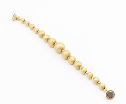 925 Sterling Silver  Gold Plated Graduated Ball Beaded Chain Bracelet  BT6519