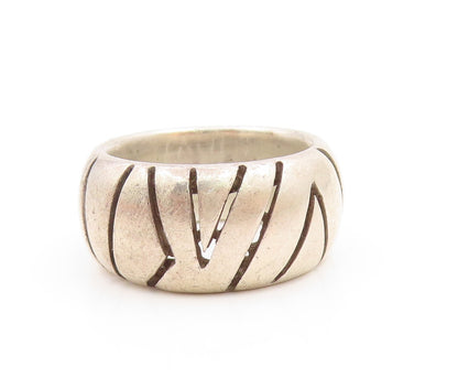 BACKRACH 925 Sterling Silver Vintage Cutout Design Band Ring  Sz 8  RG19959