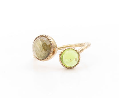 925 Sterling Silver Vintage Ring Gold Plated Round Cut Peridot  Sz 10  RG32916