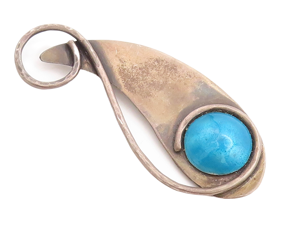 925 Sterling Silver Vintage Brooch Pin BRYAN Dark Tone designer Gemstone BP11401