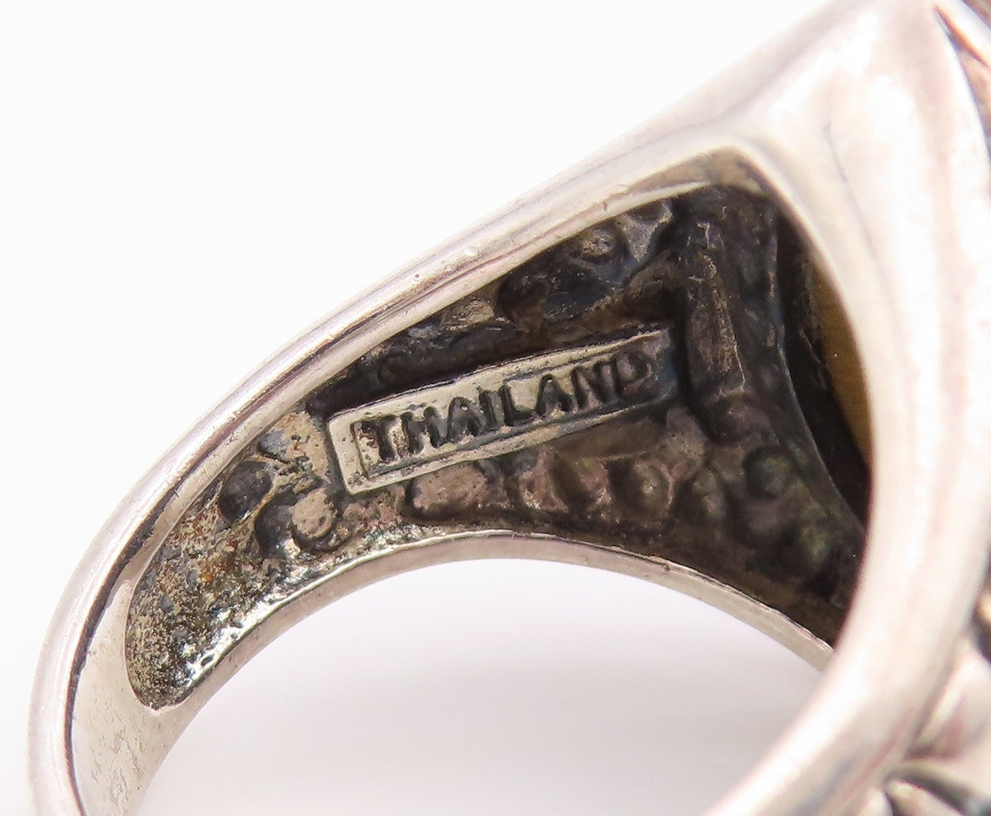 925 Sterling Silver Vintage Ring Marquise Shape Tiger's Eye Band  Sz 6  RG35923