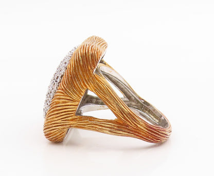 925 Sterling Silver Vintage Ring Two Tone CZ Etched Square Band  Sz 8  RG35622