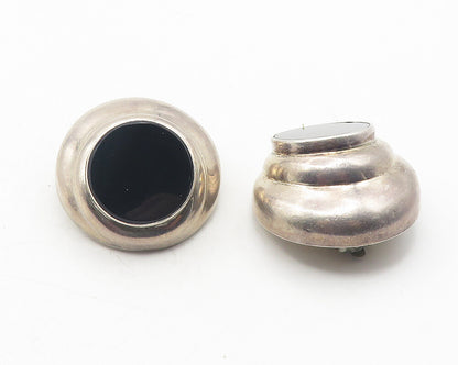 MEXICO 925 Sterling Silver  Vintage Black Onyx Non Pierce Earrings  EG6164