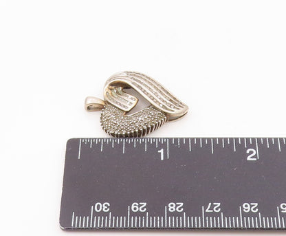 925 Sterling Silver  Vintage Genuine Diamonds Love Heart Pendant  PT17619