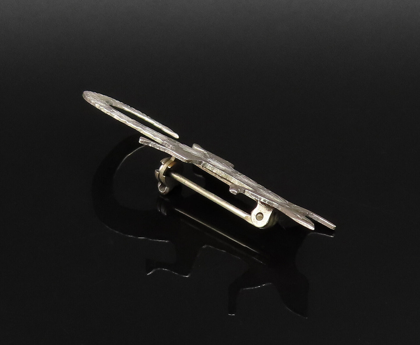 NELSON NAVAJO 925 Silver  Vintage Minimalist Etched Lizard Brooch Pin  BP9942