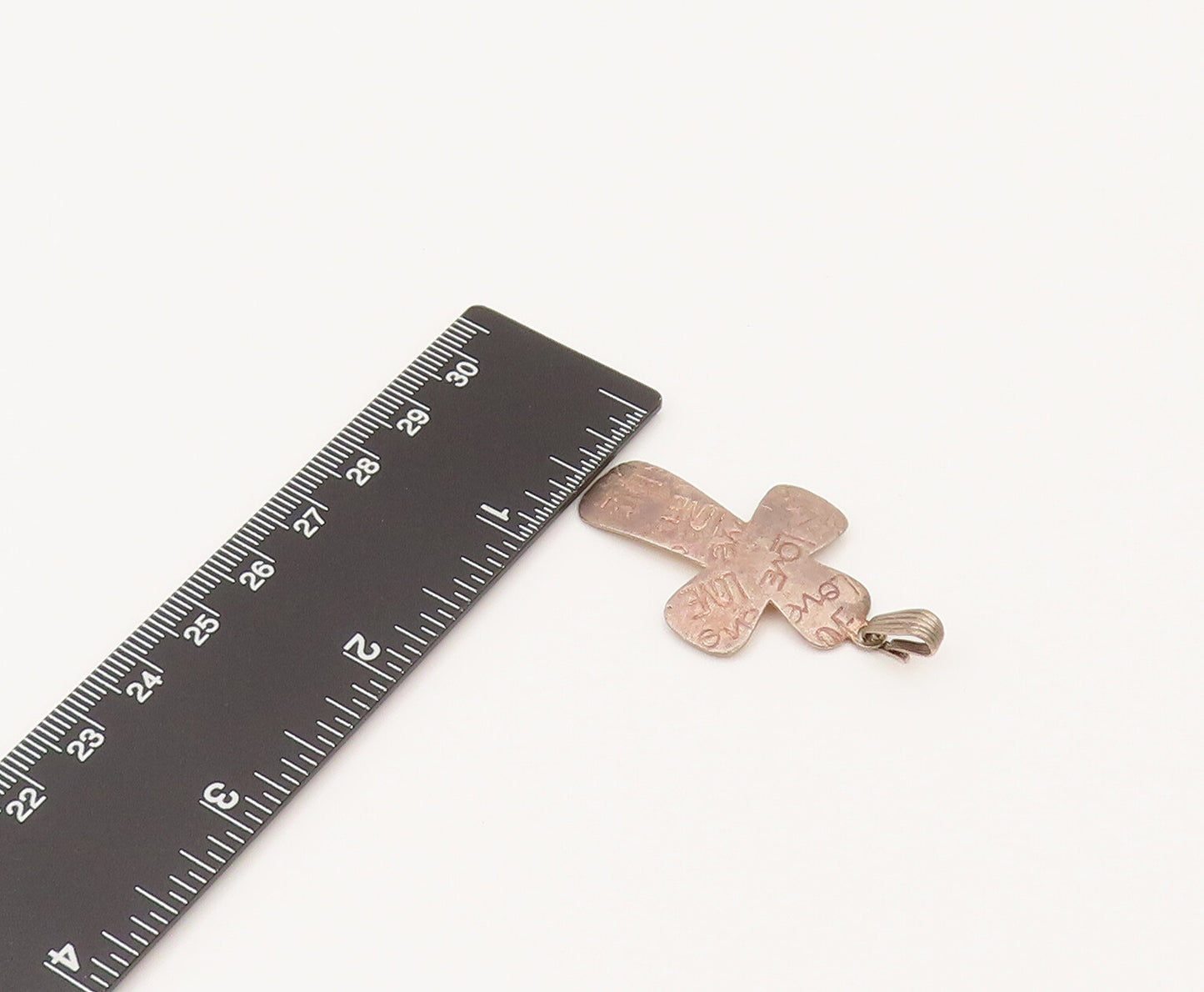 925 Sterling Silver  Vintage Engraved LOVE Faith Cross Dome Pendant  PT21937