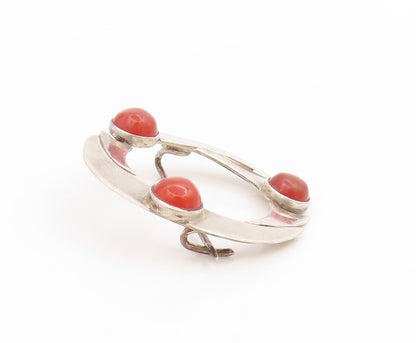 925 Sterling Silver Vintage Brooch Pin Cabochon Carnelian Celtic Knot  BP12206