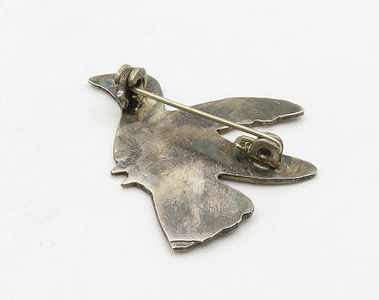 MEXICO 925 Sterling Silver  Vintage Flying Bird Motif Brooch Pin  BP6379