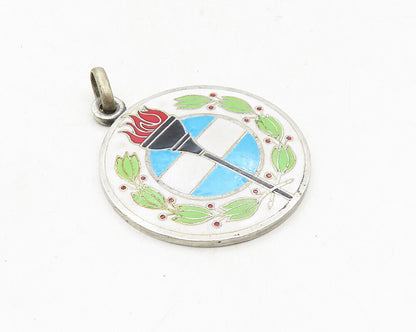 925 Sterling Silver  Vintage Enamel Coated Buenos Aires Drop Pendant  PT7677