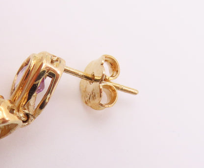 925 Sterling Silver Vintage Earrings Gold Plated Gemstone Heart Drop  EG14460