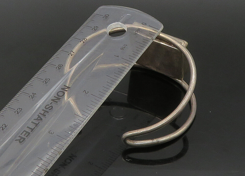 925 Sterling Silver  Vintage Carved Detail Dark Tone Cuff Bracelet  BT8967