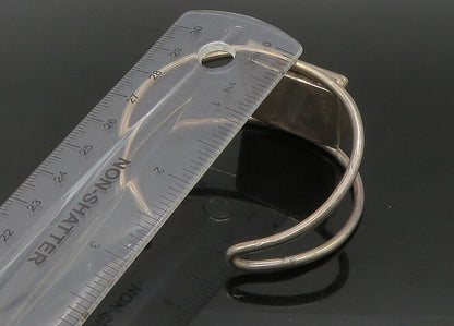 925 Sterling Silver  Vintage Carved Detail Dark Tone Cuff Bracelet  BT8967