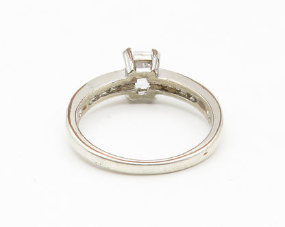 925 Sterling Silver  Cubic Zirconia Solitaire With Accents Ring Sz 8  RG14061