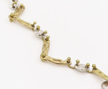 925 Sterling Silver Vintage Necklace Gold Plated ANNE DICK Brutalist Link NE4697