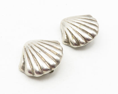 MEXICO 925 Silver  Vintage Hollow Scalloped Non Pierce Drop Earrings  EG5645